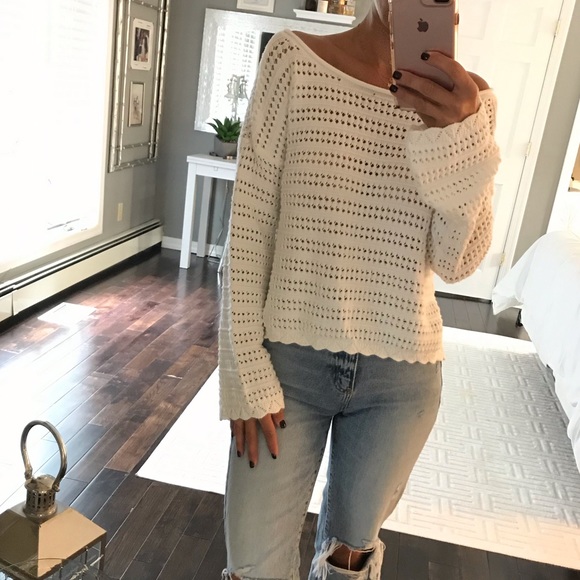 Hollister Sweaters - Hollister white open knit light weight sweater Med